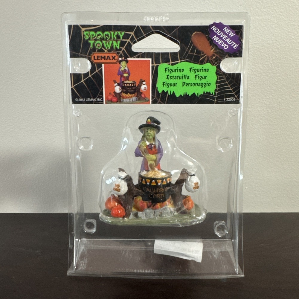 RARE Lemax Witch Figurine Spooky Town CAULDRON CORN Halloween Village #22009